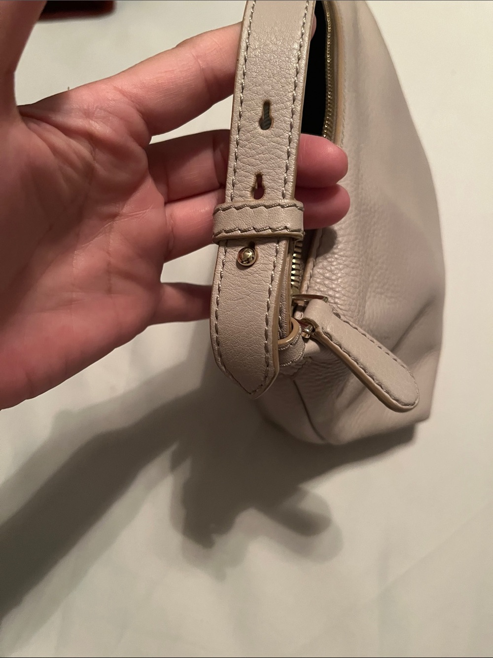 Ballys women’s Pebbled Leather Wristlet Clutch in Light Taupe - Picture 6 of 10
